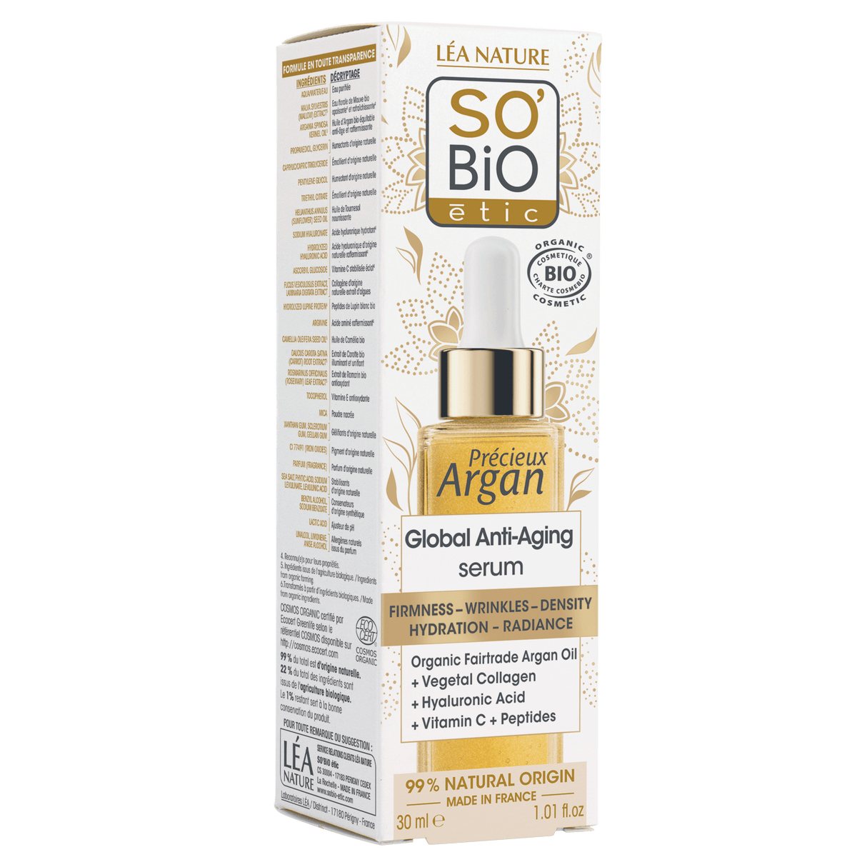 So Bio Etic GLOBAL ANTI AGING SERUM 30ML PRECIEUX ARGAN 5004634 THREE QUARTER EN