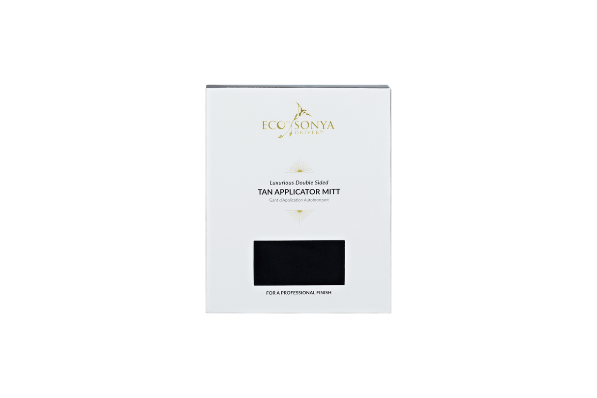 Tan Applicator Mitt Packaging Etched