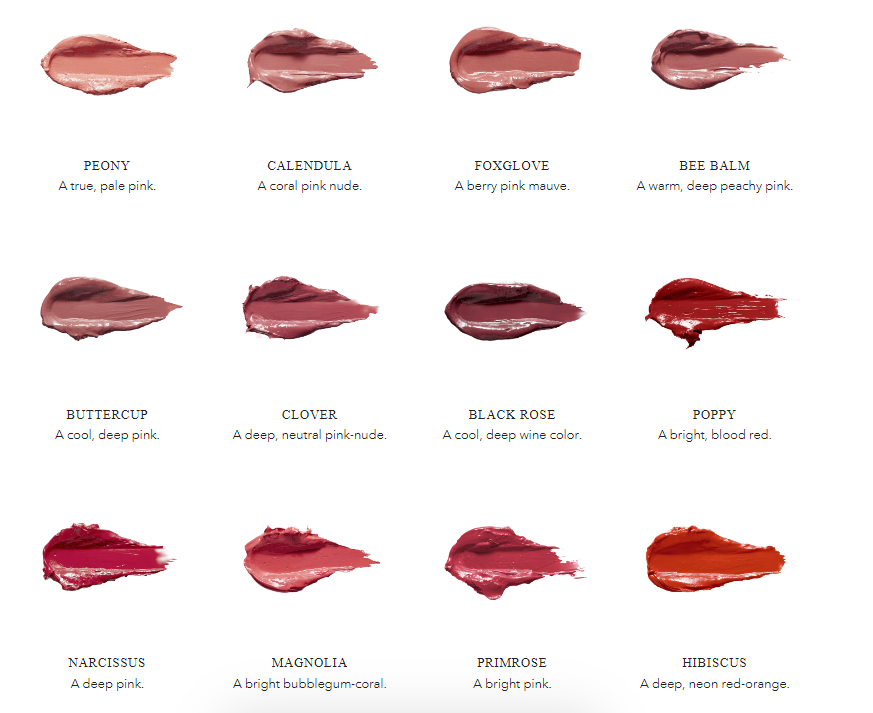 100% Pure Lipstick Shade chart