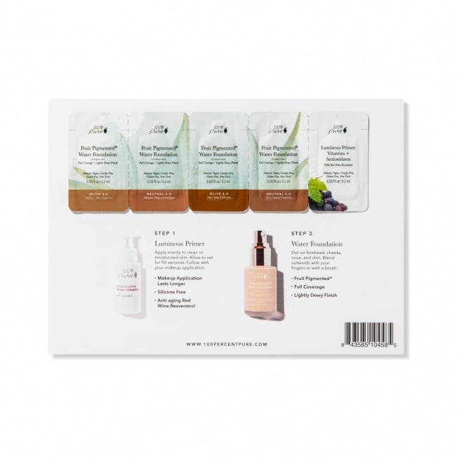 100% Pure Sample Set Full Coverage Water Foundation - Medium Tan