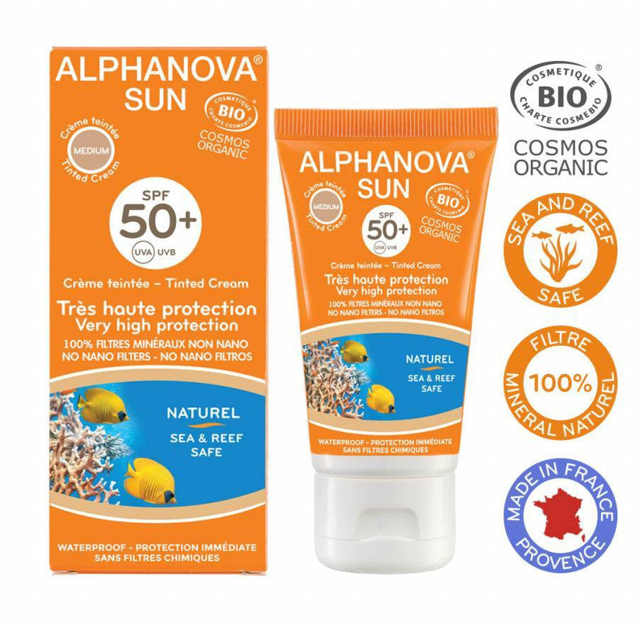 Alphanova Sun Bio Getinte Zonnebrandcreme Gezicht Medium SPF50