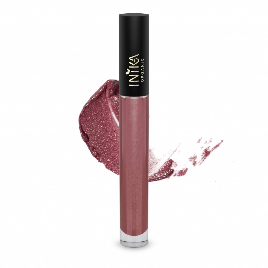 INIKA Certified Organic Lip Glaze Rosewood 3.5g With Swatch