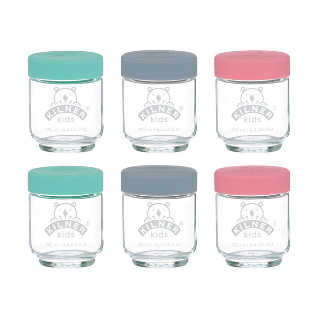 Kilner Set van 6 Glazen Babyvoeding Potjes (190ml)