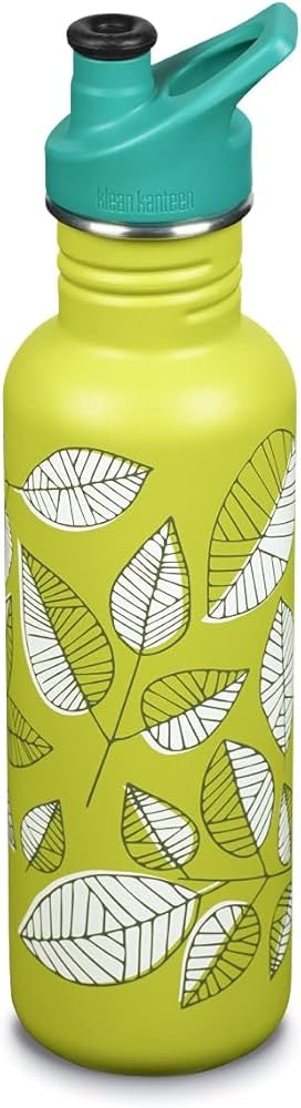 Klean Kanteen RVS Drinkfles Classic 800ml Sport Cap - Green Apple Leaves