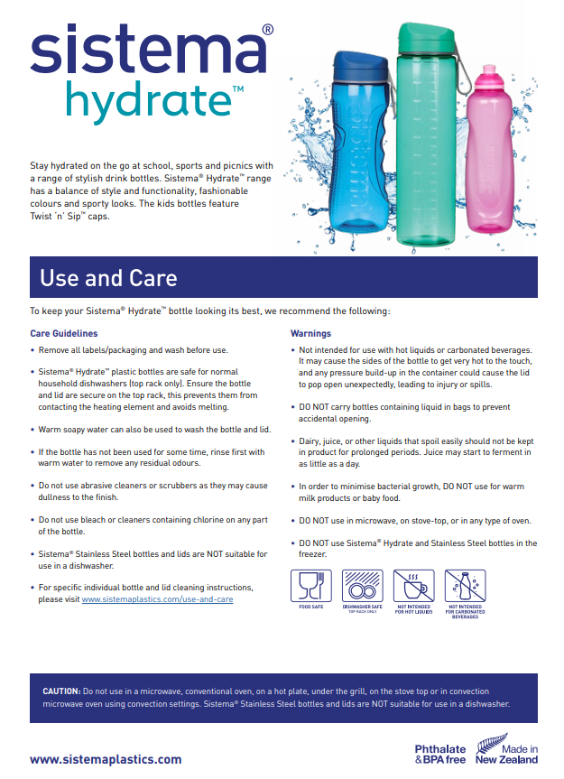 Sistema Hydrate Instructies