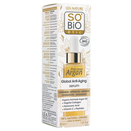 So Bio Etic GLOBAL ANTI AGING SERUM 30ML PRECIEUX ARGAN 5004634 THREE QUARTER EN