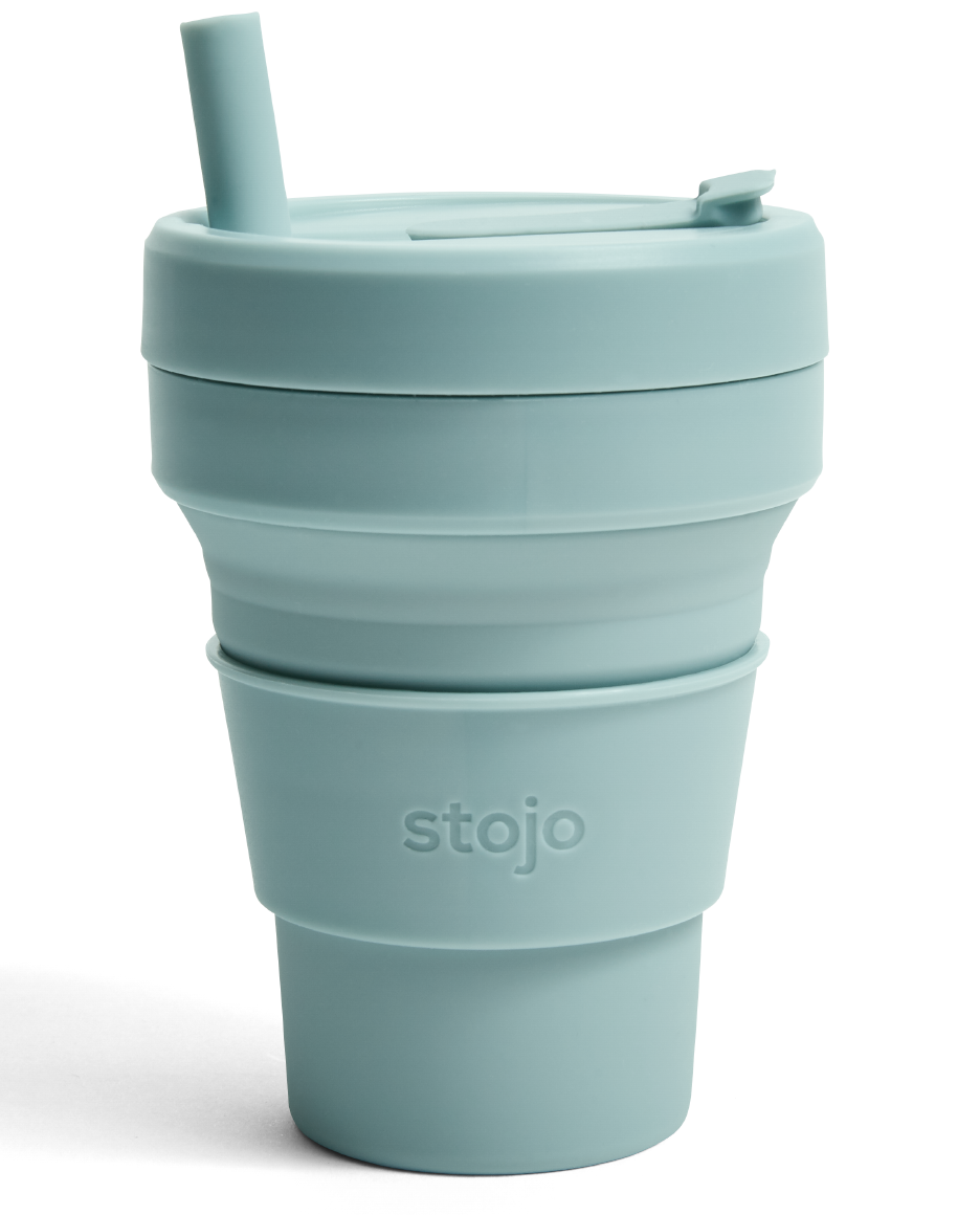 Stojo Opvouwbare Siliconen Koffiebeker 470ml - Aquamarine