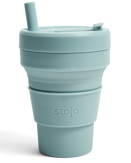 Stojo Opvouwbare Siliconen Koffiebeker 470ml - Aquamarine