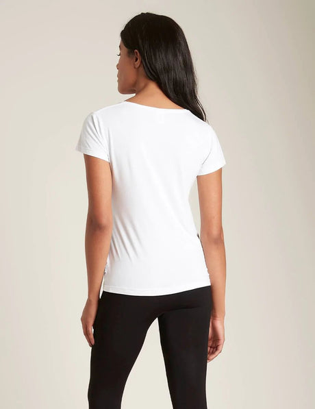 Womens-V-Neck-T-Shirt-White-Back