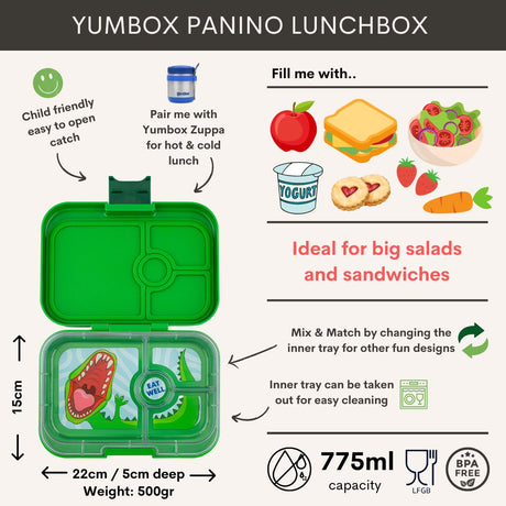 Yumbox-Panino-Bento-Lunchbox-4-Vakken-Jurassic-Green-Dino-1